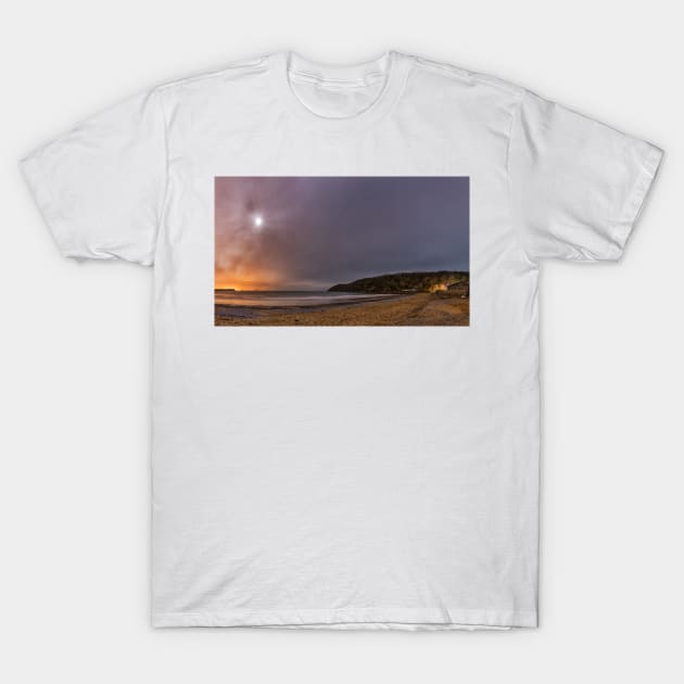 Oxwich Bay with the Moon, Gower T-Shirt by dasantillo